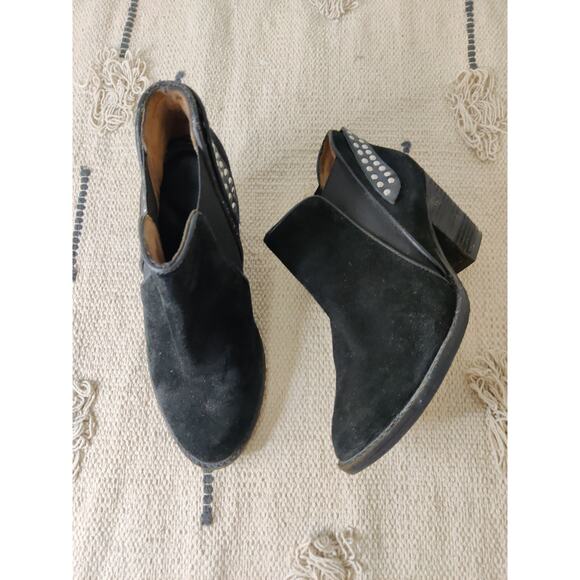 Jeffrey Campbell Kabru Black Suede Studded Pointed Toe Heeled Chelsea Booties 7 - Picture 5 of 10